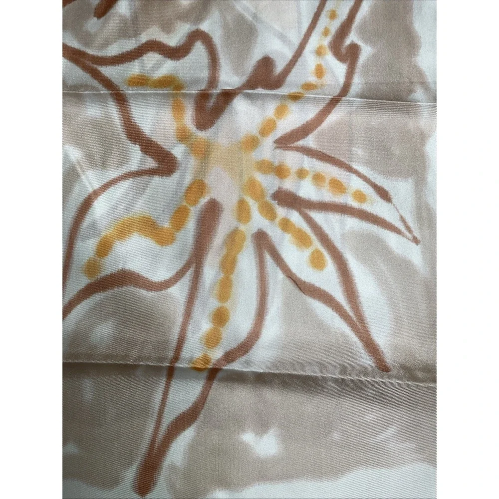 Vtg 100% Silk Scarf Made In France Abstract Floral Hand Rolled